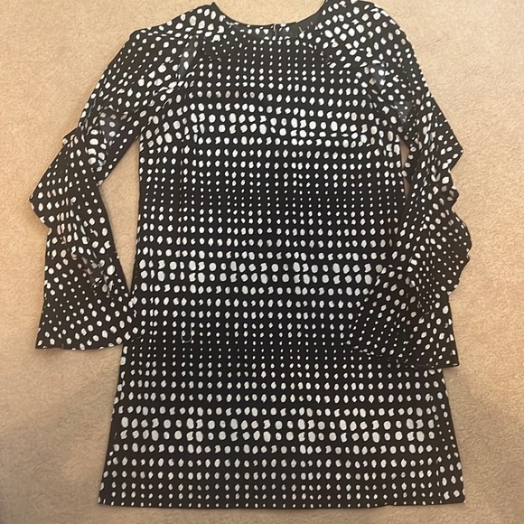 Nicole Miller Black and White Cotton Dotty Lera Mini Dress. Size Small - Picture 3 of 9